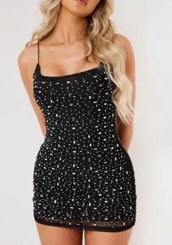 The Party Edit|Little Black Dresses*Missy Empire Abbie Rhinestone Embellished Mini Dress Black