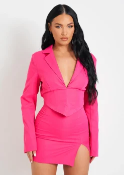 Skirts*Missy Empire Adeline Pink Woven Slit Mini Skirt