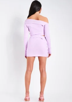 Skirts|Knitwear*Missy Empire Adira Knitted Button Detail Mini Skirt Lilac