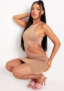 Mini Dresses|Party Dresses*Missy Empire Aimee Camel Cut Out Mini Dress
