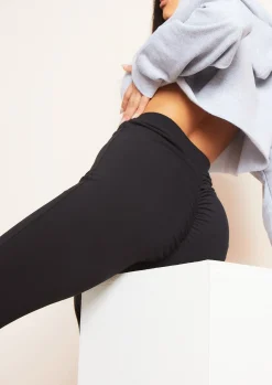 Airport Vibin'|Leggings*Missy Empire Alaya Ruched Bum Thick Jersey Leggings Black