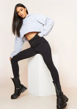 Airport Vibin'|Leggings*Missy Empire Alaya Ruched Bum Thick Jersey Leggings Black