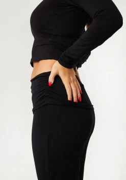 Gym Bottoms|Trousers*Missy Empire Alena Fold Over Yoga Pants Black