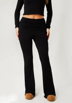 Gym Bottoms|Trousers*Missy Empire Alena Fold Over Yoga Pants Black