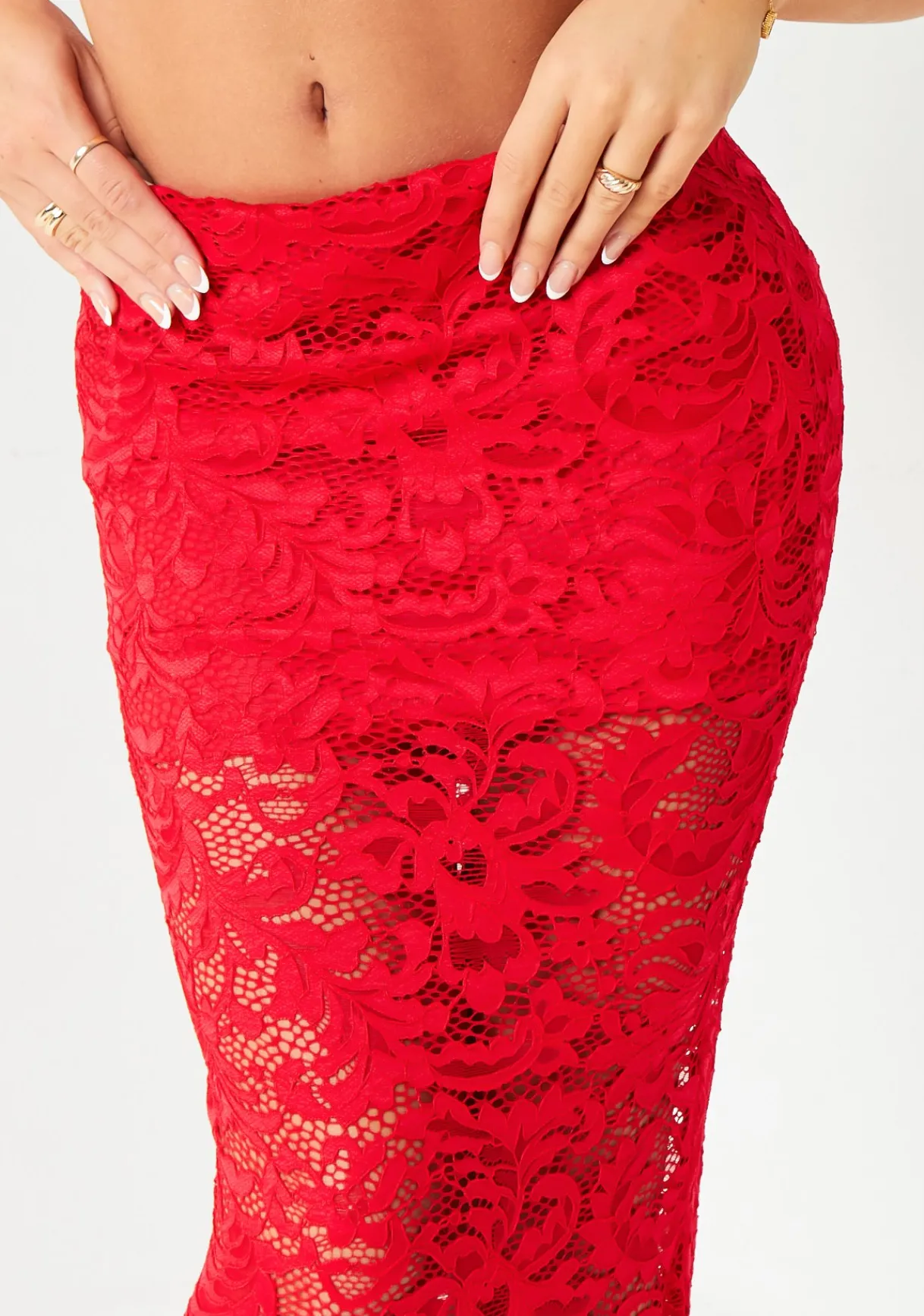 The Party Edit|Skirts*Missy Empire Alice Red Lace Maxi Skirt