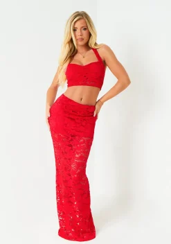 The Party Edit|Skirts*Missy Empire Alice Red Lace Maxi Skirt