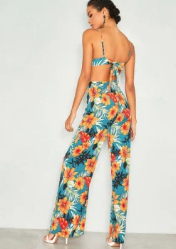 Tops*Missy Empire Alison Emerald Green Tropical Print Bralet