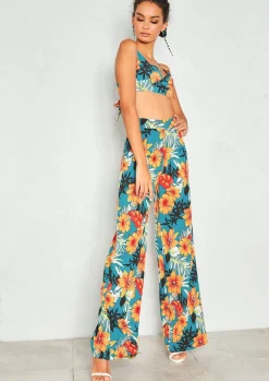 Tops*Missy Empire Alison Emerald Green Tropical Print Bralet