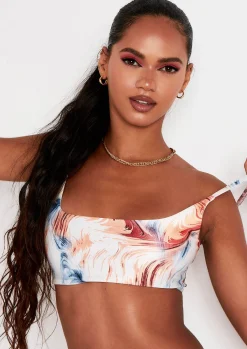 Swimwear|Beachwear*Missy Empire Aliyah Multi Swirl Print Strappy Bikini Top
