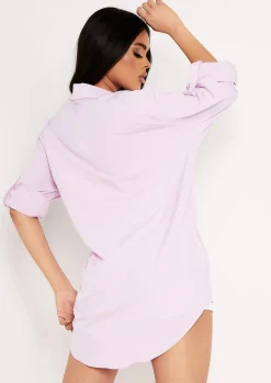 Tops*Missy Empire Aliza Oversized Button Up Shirt Lilac