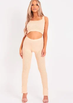 Loungewear|Leggings*Missy Empire Alma Beige Fine Knit Leggings