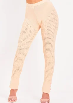 Loungewear|Leggings*Missy Empire Alma Beige Fine Knit Leggings