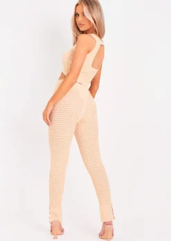 Loungewear|Leggings*Missy Empire Alma Beige Fine Knit Leggings