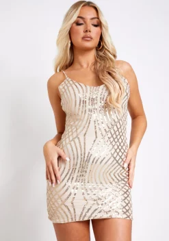 The Party Edit|Mini Dresses*Missy Empire Amara Gold Low Back Sequin Mini Dress