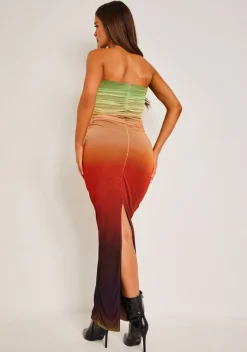 Maxi Dresses|Going Out Dresses*Missy Empire Amiah Multicolour Ombre Mesh Maxi Dress Orange