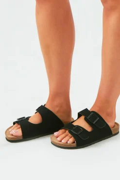 Sandals*Missy Empire Amy Black Double Buckle Sandals