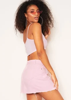 Tops*Missy Empire Andi One Shoulder Jersey Crop Top Pink