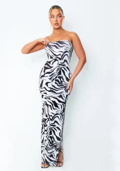 Maxi Dresses|Going Out Dresses*Missy Empire Angel Zebra Printed Bandeau Maxi Dress