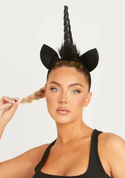 Hair Accessories*Missy Empire Angelica Black Unicorn Headband