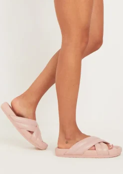 Sandals|Flats*Missy Empire Angelina Pink Crossover Flat Sandals