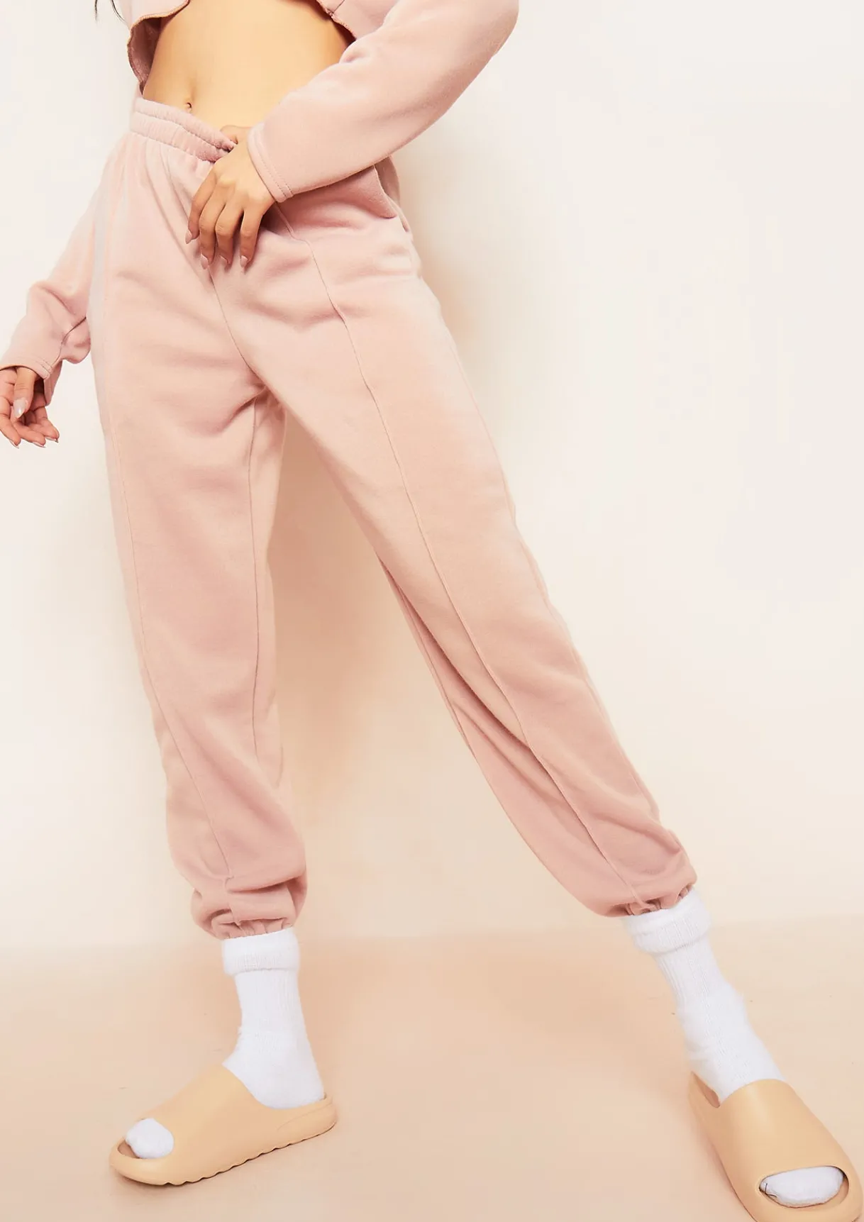Airport Vibin'|Joggers*Missy Empire Anna Seam Detail Joggers Beige