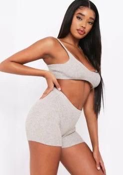 Shorts|Loungewear*Missy Empire Arden Knit Ribbed Shorts Oat