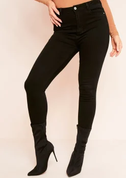 Jeans|Denim*Missy Empire Arna Denim 5 Pocket Black Wash Skinny Jeans