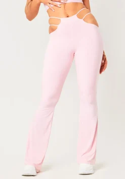Rave Outfits|Trousers*Missy Empire Ashleen Double Layer Slinky Cut Out Trousers Pink