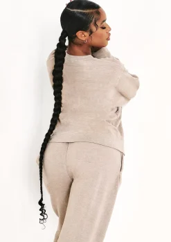 Airport Vibin'|Loungewear*Missy Empire Ashley Washed Oversized Sweatshirt Beige