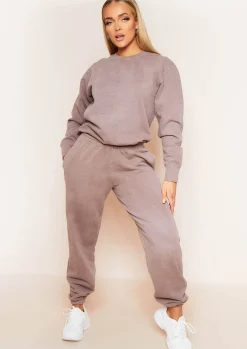 Airport Vibin'|Tracksuits*Missy Empire Ashley Washed Oversized Sweatshirt Mocha