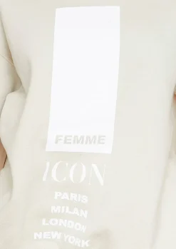 Airport Vibin'|Loungewear*Missy Empire Austyn Slogan Femme Icon Oversized Sweatshirt Sand