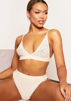 Rave Outfits|Lingerie*Missy Empire Aviana Nude Embroidered Mesh Tape Triangle Bra Baby Pink