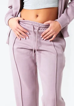 Airport Vibin'|Tracksuits*Missy Empire Bailey Purple Seam Detail Wide Leg Joggers Mauve