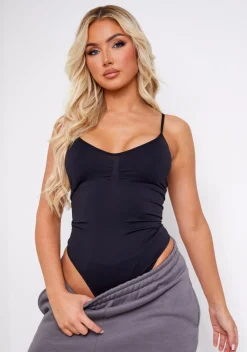 Tops|Seamless & Shapewear*Missy Empire Beckah Black Seamless Strappy Bodysuit