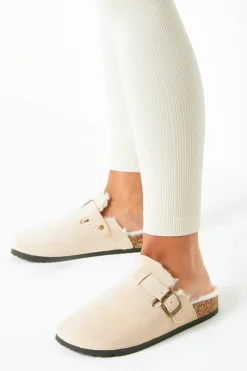 Flats|Boots*Missy Empire Becky Beige Faux Fur Lined Buckle Sliders