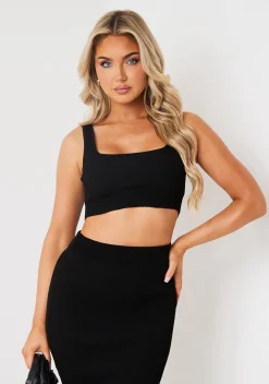 Tops|Knitwear*Missy Empire Bella Rib Knit Bralet Black