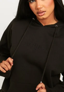 Airport Vibin'|Tracksuits*Missy Empire Bella Black Ski Paradise Embroidered Oversized Hoodie