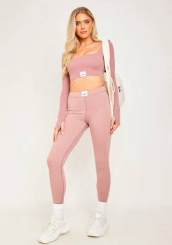 Gym Bottoms|Leggings*Missy Empire Bella Missy Sport Tab Logo Thick Gym Leggings Rose