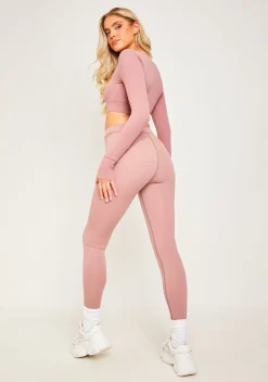 Gym Bottoms|Leggings*Missy Empire Bella Missy Sport Tab Logo Thick Gym Leggings Rose