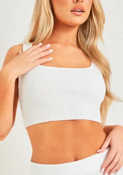Tops|Knitwear*Missy Empire Bella Rib Knit Bralet White