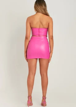 Rave Outfits|Skirts*Missy Empire Belle PU Wrap Skirt Pink