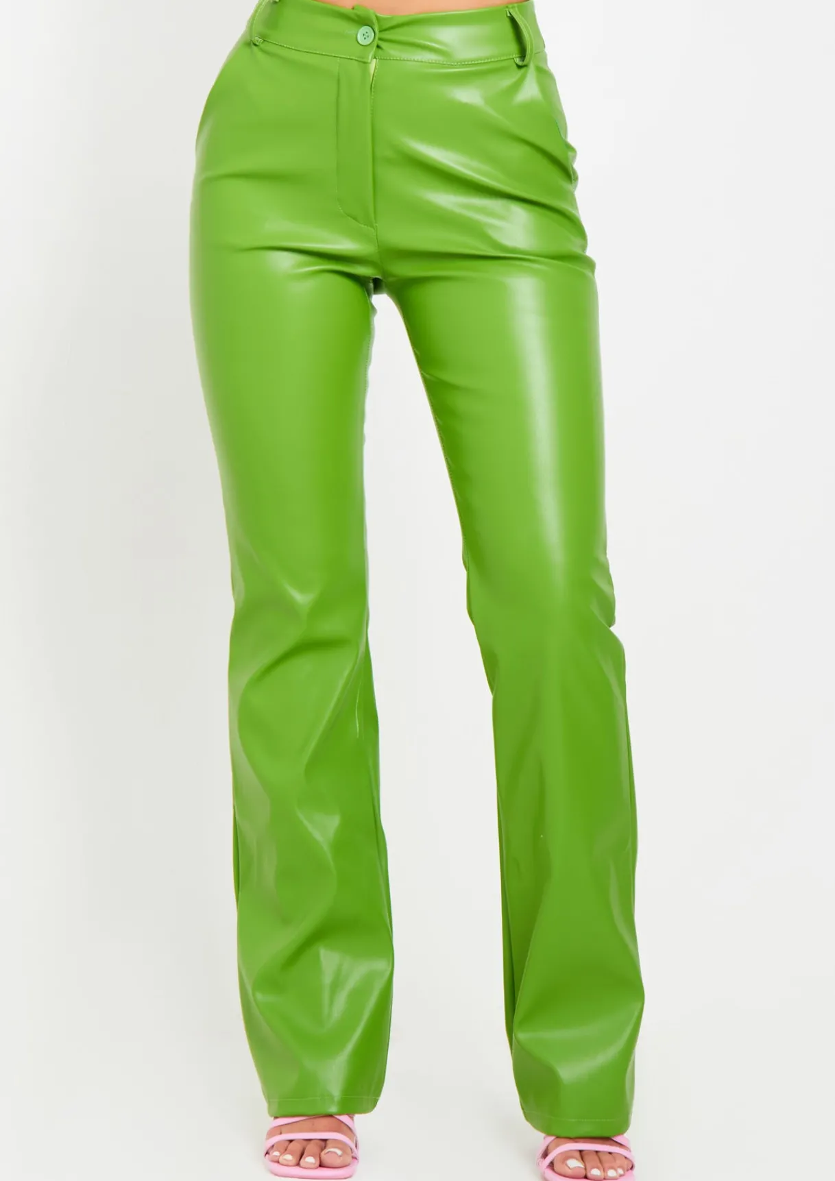 Rave Outfits|Trousers*Missy Empire Beth High Waisted Faux Leather Trouser Lime Green
