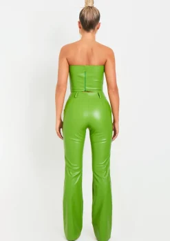 Rave Outfits|Trousers*Missy Empire Beth High Waisted Faux Leather Trouser Lime Green