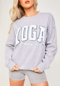 Airport Vibin'|Loungewear*Missy Empire Bonnie Light Grey Marl Borg Oversized Yoga Sweatshirt