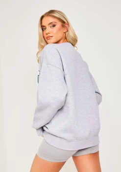 Airport Vibin'|Loungewear*Missy Empire Bonnie Light Grey Marl Borg Oversized Yoga Sweatshirt