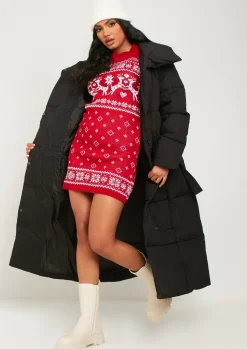 Knitted Dresses|Mini Dresses*Missy Empire Bridget Red Knitted Reindeer Mini Dress