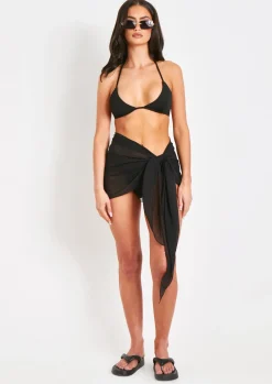 Swimwear|Beachwear*Missy Empire Cadence Chiffon Sarong Black
