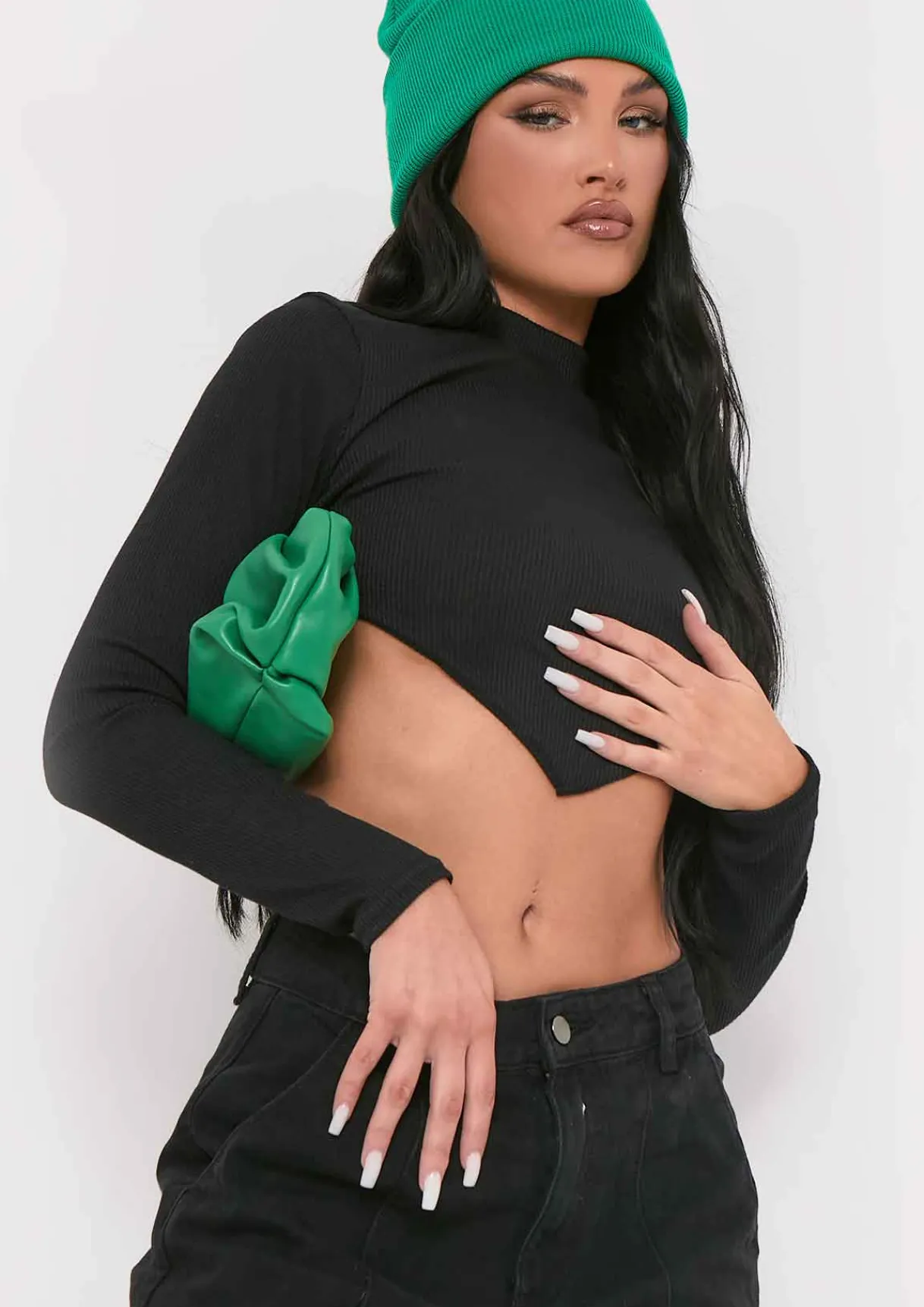 Hats*Missy Empire Cali Green Rib Basic Beanie Hat
