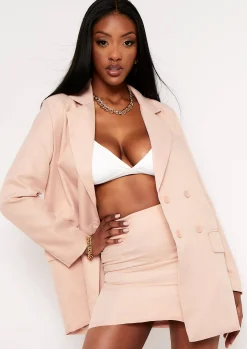 Co-Ords|Coats & Jackets*Missy Empire Casey Nude Double Breasted Oversized Blazer