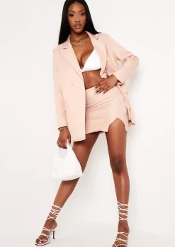 Co-Ords|Coats & Jackets*Missy Empire Casey Nude Double Breasted Oversized Blazer